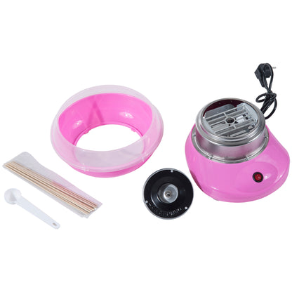 HOMCOM Zuckerwattemaschine für Zuhause ماكينة حلوى القطن Zuckerwatte Maschine mit Stäbchen und Messlöffel Höhe 18 سم 550 وات لـ Kinderfest، Geburtstag، Party Rosa