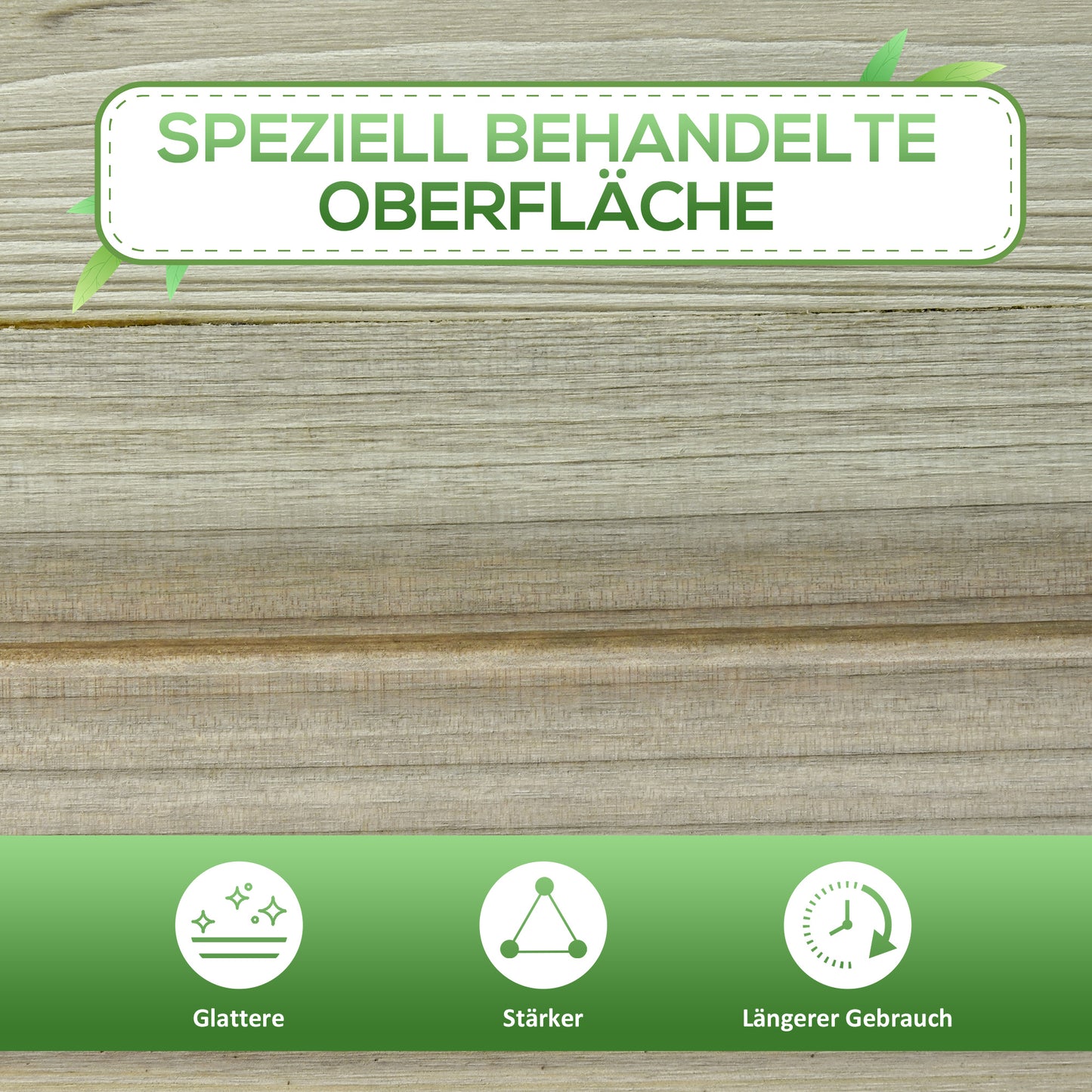 Outsunny Hochbeet, Erhöhter Pflanzkübel aus Holz mit unterem Regal, robuste Konstruktion, Ablauflöcher, 91L x 51B x 76H cm, Grün