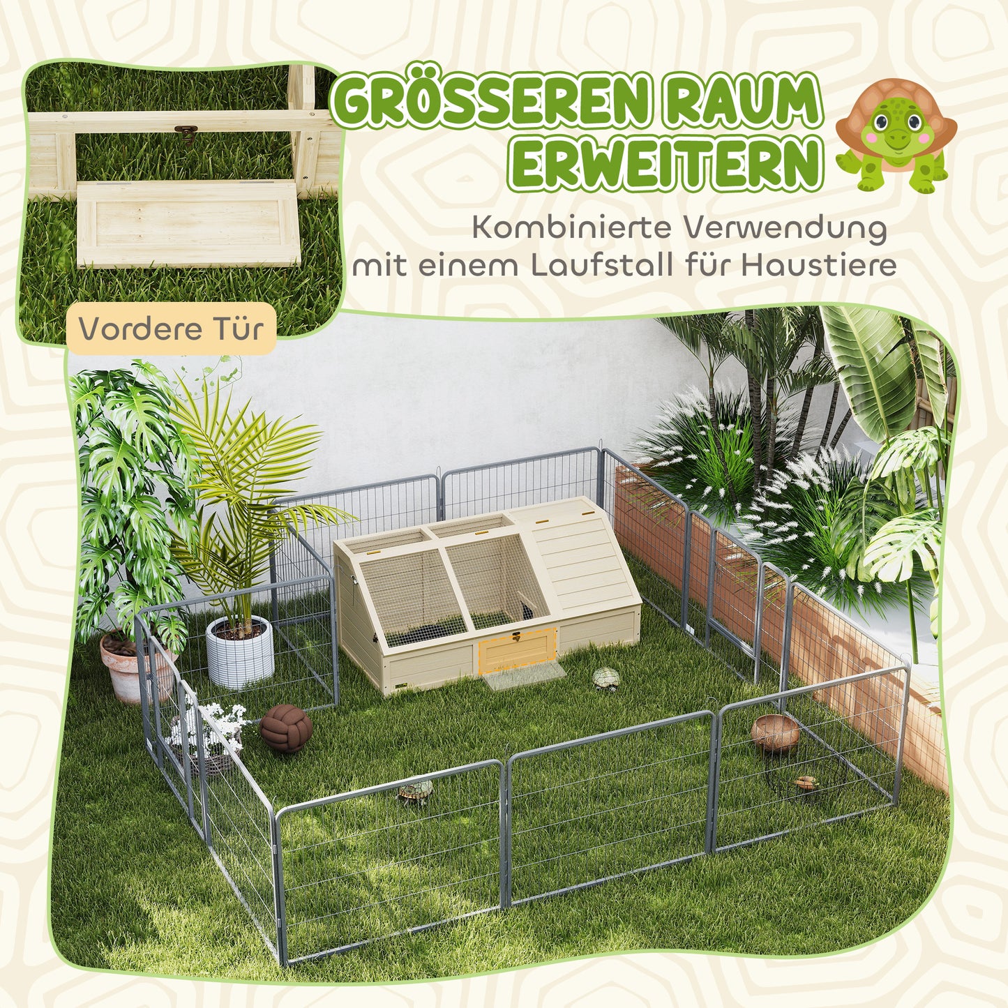 PawHut Schildkrötenbox, Outdoor Schildkrötengehege, bodenloses Design, leicht zu öffnen, Schildkrötenhaus, Natur
