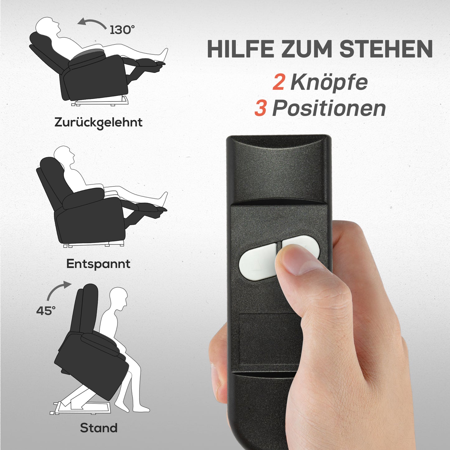 HOMCOM Fernsehsessel mit Aufstehhilfe Elektrisch Relaxsessel mit Liegefunktion, TV-Sessel mit Becherhalter, Seitentasche und Fernbedienung, Kunstleder, Schwarz