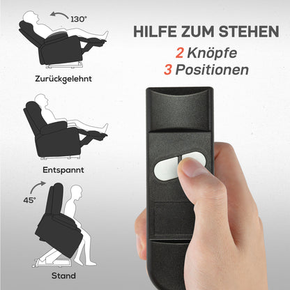 HOMCOM Fernsehsessel mit Aufstehhilfe Elektrisch Relaxsessel mit Liegefunktion, TV-Sessel mit Becherhalter, Seitentasche und Fernbedienung, Kunstleder, Schwarz