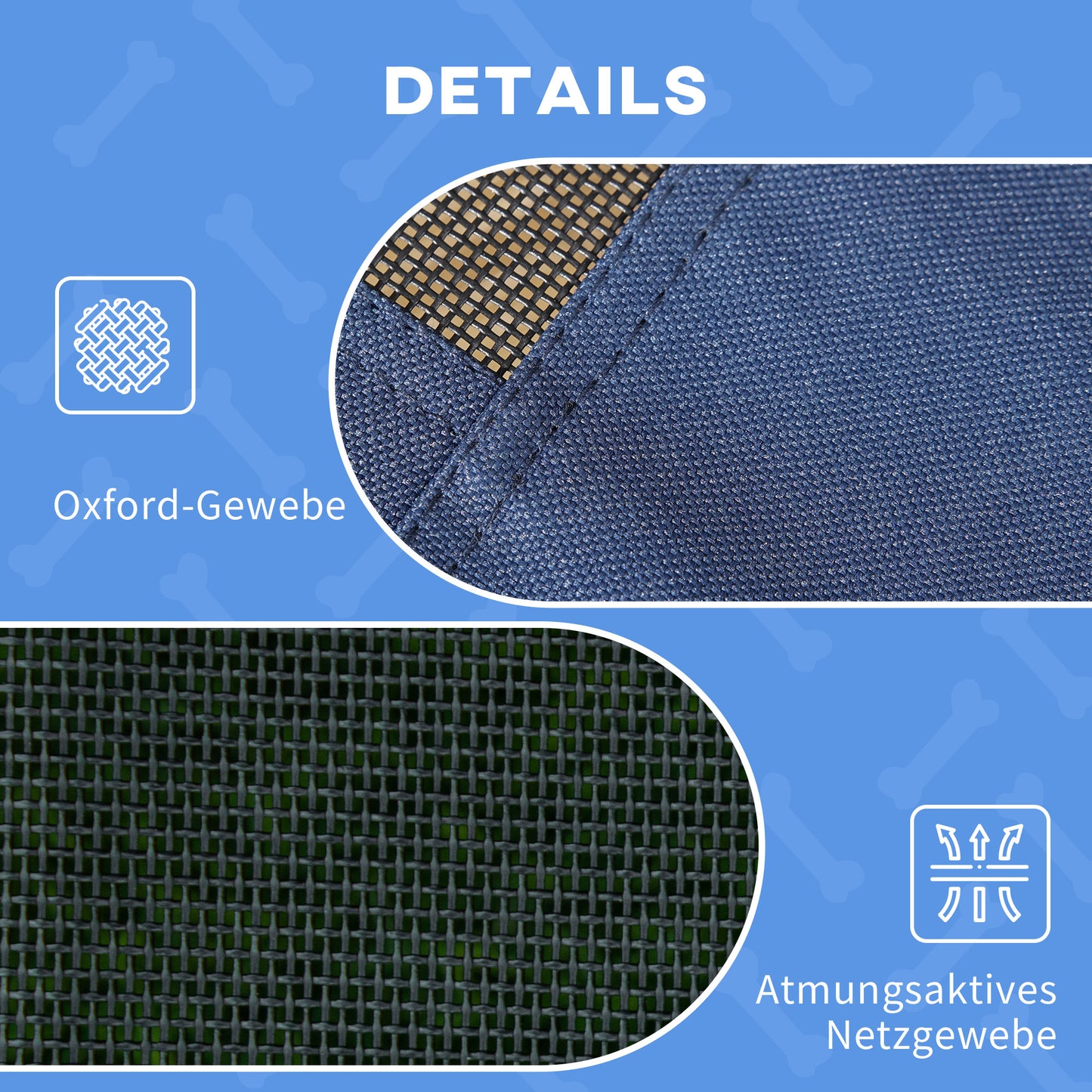 PawHut Hundebett mit Baldachin, Outdoor-Hundebett, klappbar, erhöhter Stand, Blau + Schwarz