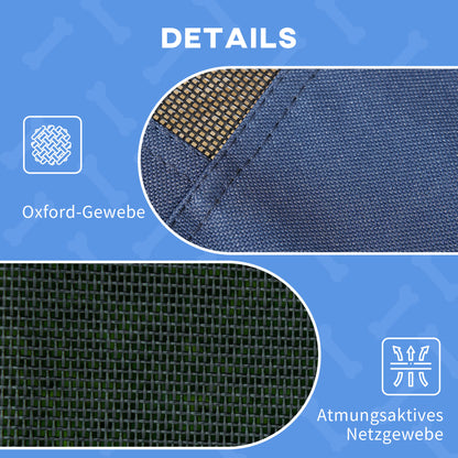 PawHut Hundebett mit Baldachin, Outdoor-Hundebett, klappbar, erhöhter Stand, Blau + Schwarz
