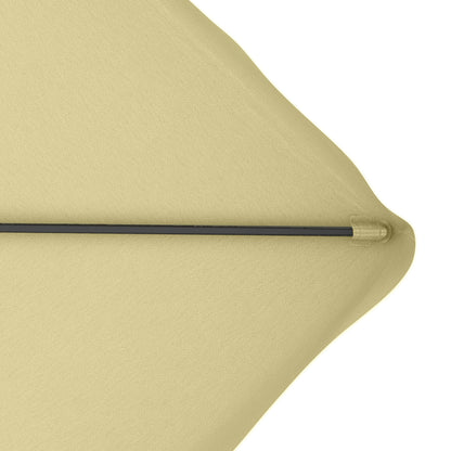 Outsunny Gartenschirm, Ampelschirm, dekorativer Rand, Lüftungsdach, Metallgestell, 2,4x2,4x2,6m, Beige