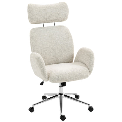 HOMCOM Bürostuhl mit verstellbarer Kopfstütze, ergonomischer Schreibtischstuhl, Kippfunktion, höhenverstellbar, Grauweiß