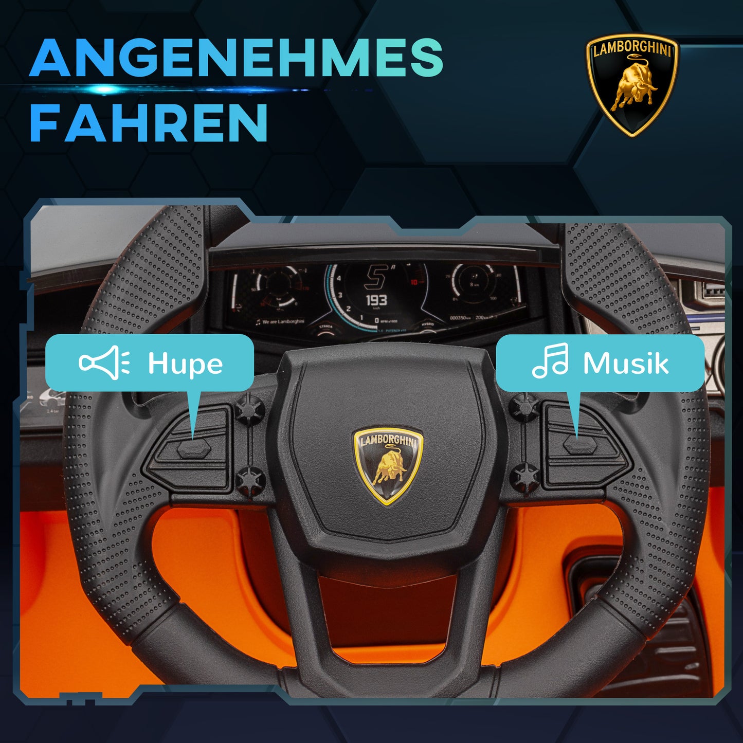 AIYAPLAY Elektroauto für Kinder von 3-5 Jahren, sanfter Antrieb, fernsteuerbar, mit Hupe, Kunststoff und Metall, Orange