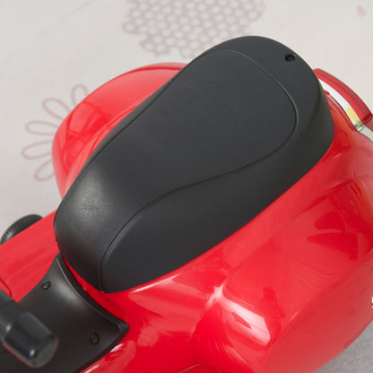 HOMCOM Elektro Kindermotorrad Vespa Elektromotorrad mit LED-Licht, Sound, Kinder Elektro Motorrad für Kinder von 18-36 Monate Rot