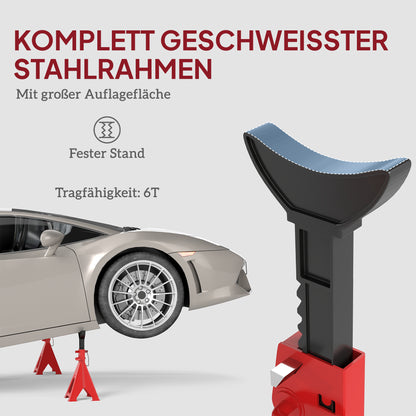 HOMCOM Unterstellbock 6 Tonnen Traglast 2 Stück Stützbock inkl 2 Sicherungssplint Höhenverstellbar Rot