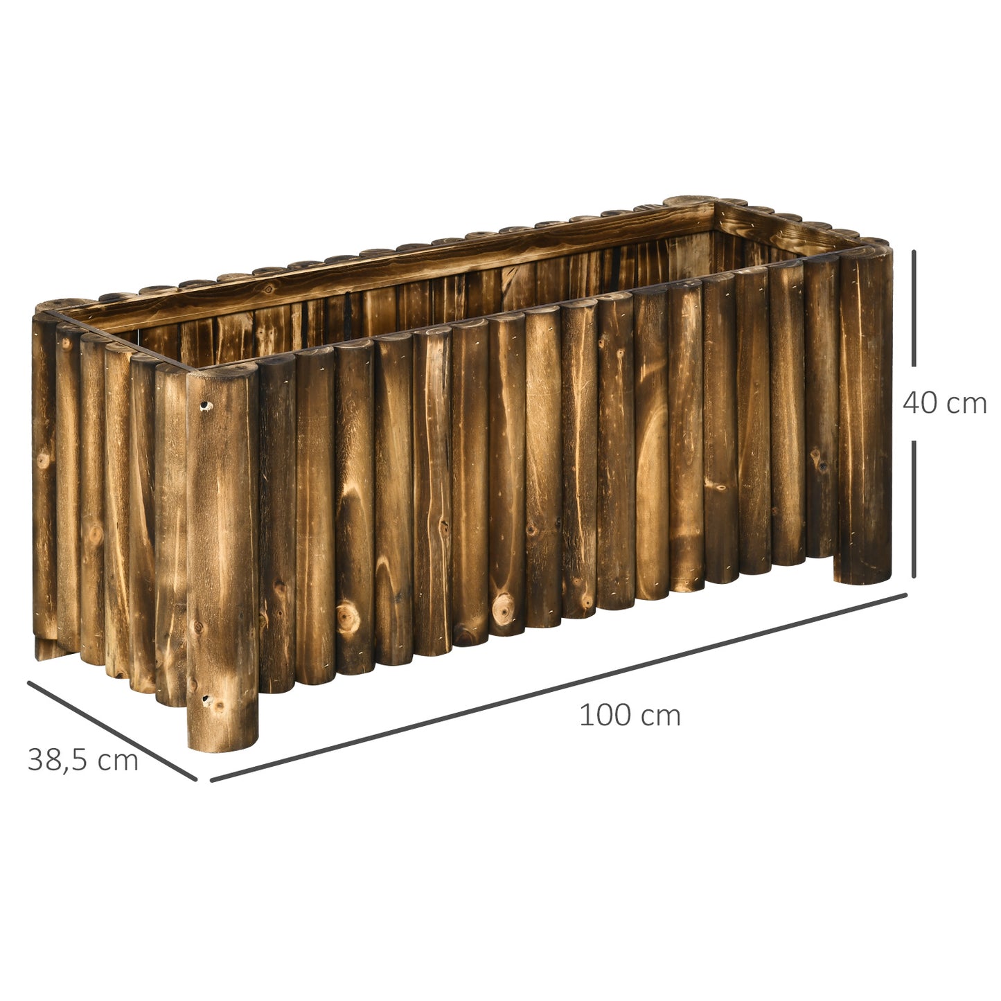 Outsunny Hochbeet Pflanzkasten Kräuterbeet Pflanzbeet Gemüse Blumenbeet Blumenkasten, Tannenholz 100x38,5x40 cm