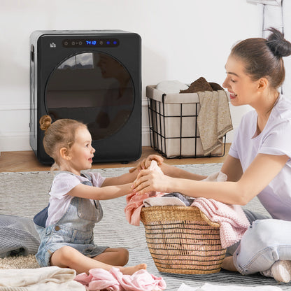 HOMCOM Wäschetrockner, 6 Programme, 40-60℃, 3 kg Kapazität, kompakt, Touch-Bedienung, Schwarz