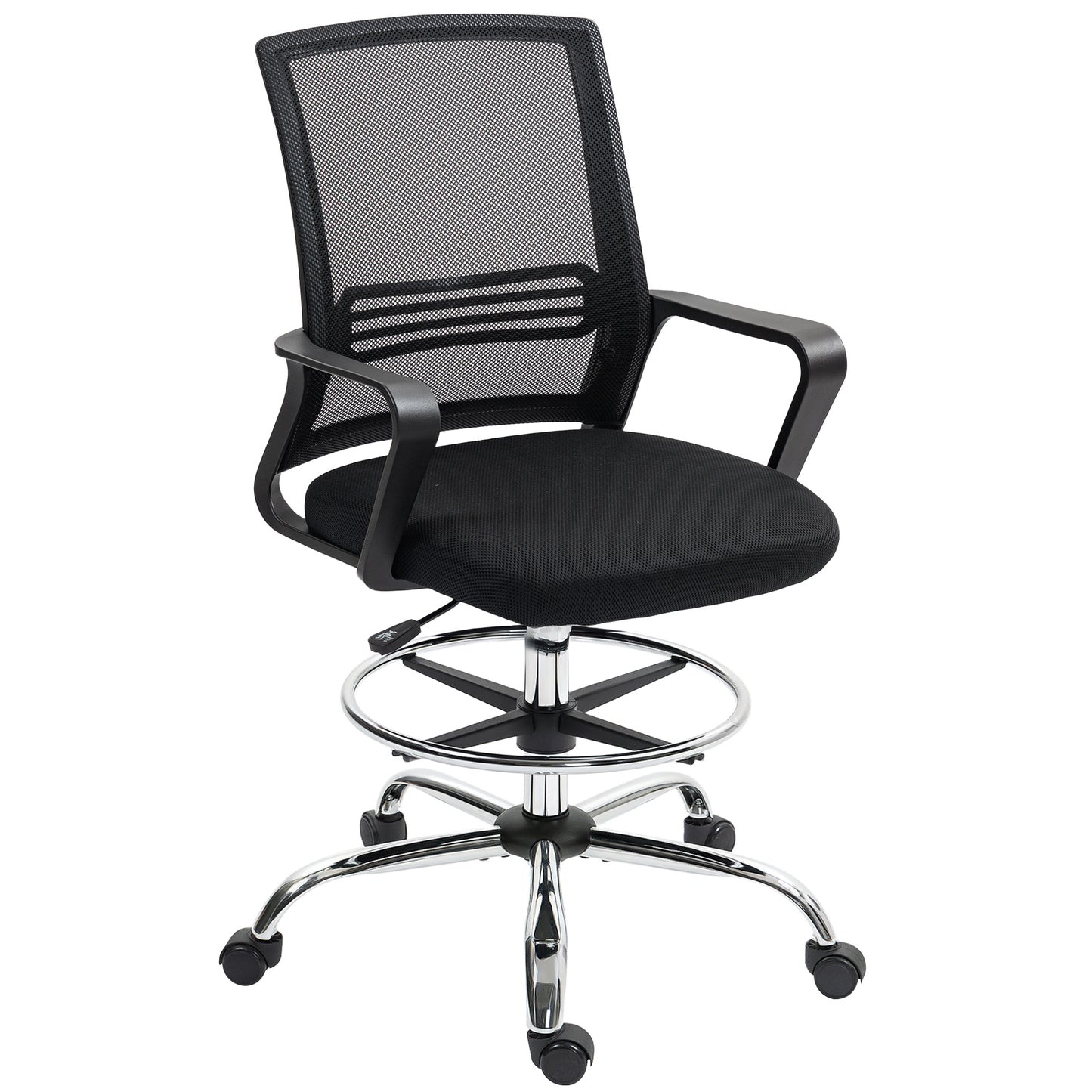HOMCOM Bürostuhl, Drehstuhl, drehbarer Schreibtischstuhl, verstellbar, rollbar, Schwarz
