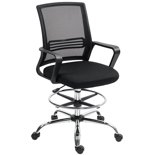 HOMCOM Bürostuhl, Drehstuhl, drehbarer Schreibtischstuhl, verstellbar, rollbar, Schwarz