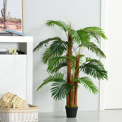 Outsunny künstliche Pflanzen 120 cm künstlicher Palmen Palme Kunstpflanze Kunstbaum Kunstpflanzen im Topf Zimmerpflanze Dekopflanze Büropflanze Kunststofftopf für drinnen und draußen
