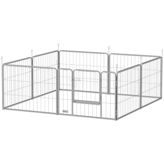 PawHut Haustiergehege, Hundezaun, Haustierspielplatz, flexibel anpassbar, rostfreier Stahl