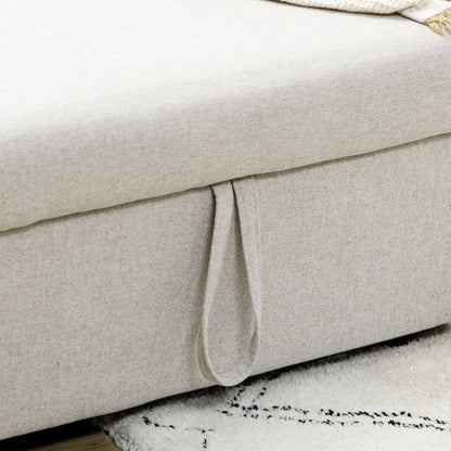 HOMCOM Ecksofa mit Bettfunktion, Eckcouch inklusive 2er-Sitz Sofa, Einzelbett, L-Form mit Stauraum, 2 Kissen Cremeweiß