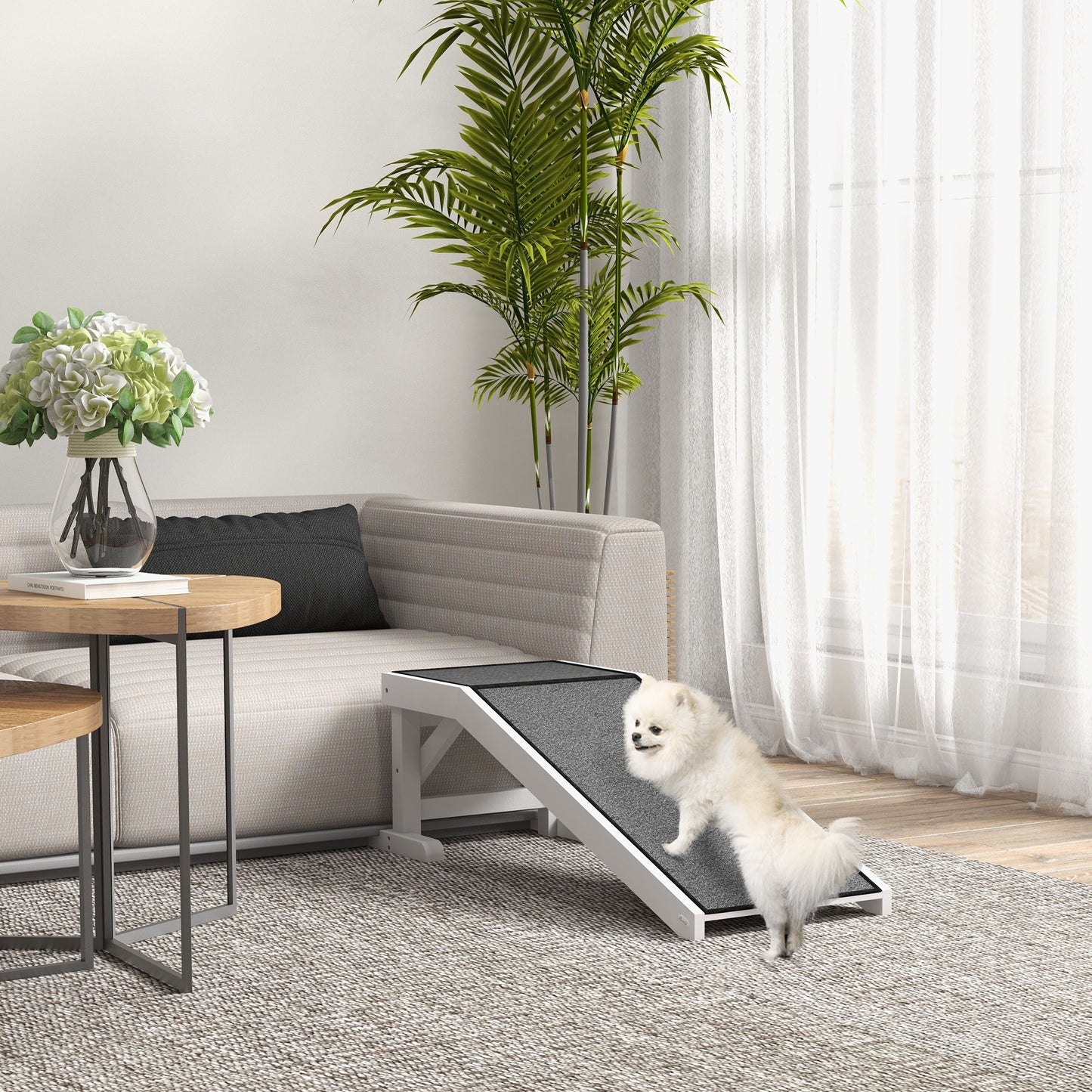 PawHut Haustierrampe mit rutschfestem Teppich 125 x 40 x 35,5 سم كيفيرنهولز