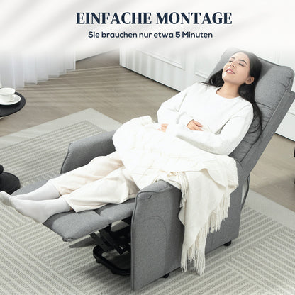 HOMCOM Aufstehsessel, Recliner-Sessel mit Aufstehhilfe, elektrischer Relaxsessel mit Fernbedienung, Seitentasche, Grau
