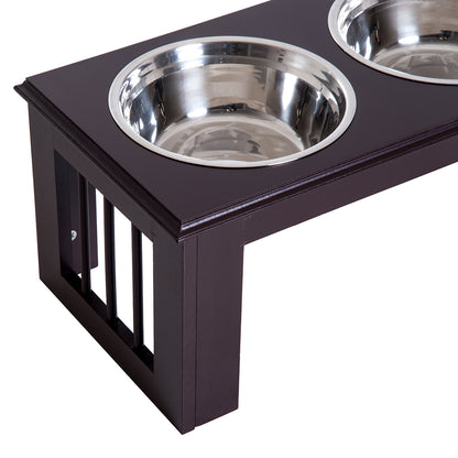 PawHut Hunde-Futterstation, rutschfest, 58,4 x 30,5 x 25,4cm, Grau, 2L pro Napf