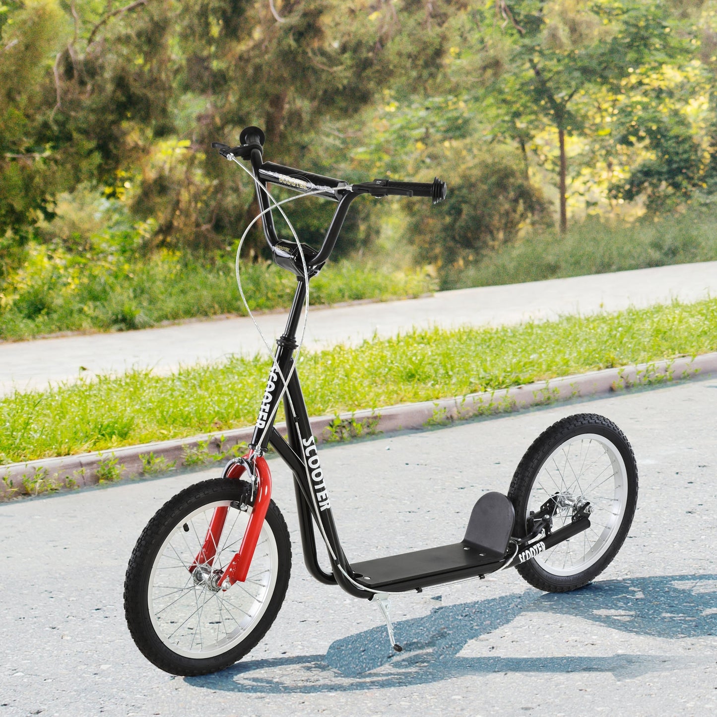 HOMCOM Kinderscooter mit Bremse höhenverstellbar Leichtbau Schwarz