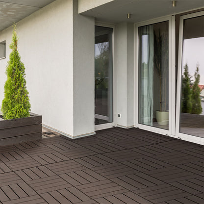 Outsunny Terrassenfliesen 30 x 30 cm 9 Stück 0,81㎡ Klickfliesen Balkonfliesen mit Klicksystem Drainagefunktion Bodenbelag Fliese für Terrasse Balkon Braun