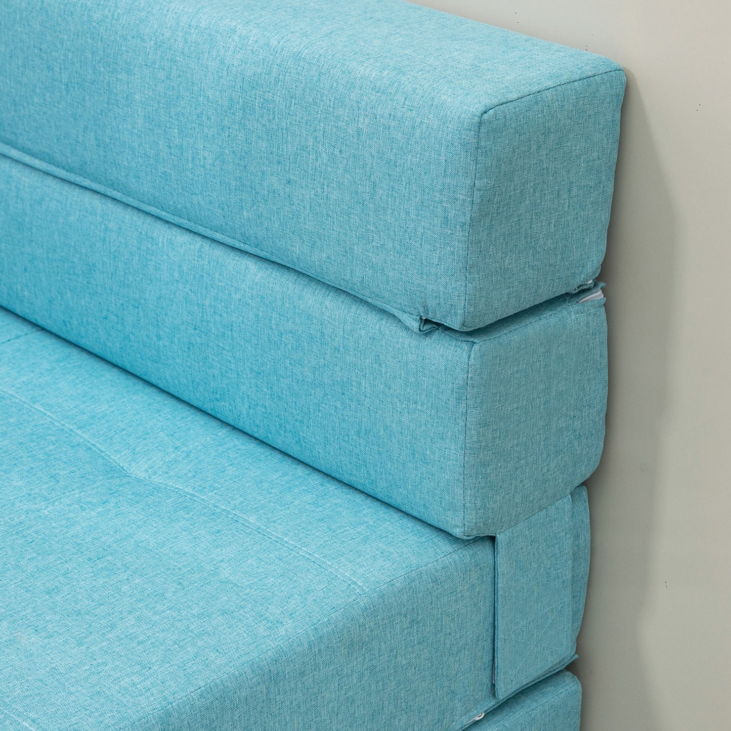 HOMCOM Schlafsessel Relaxsessel Gästebett. abnehmbarer Bezug, 70 cm x 70 cm x 61 cm, Hellblau