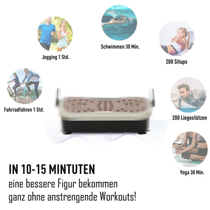 HOMCOM Vibrationsplatte Vibrationstrainer Vibrationsgerät Fitnesstrainer LED-Anzeige USB-Lautsprecher Trainingsbänder Fernbedienung