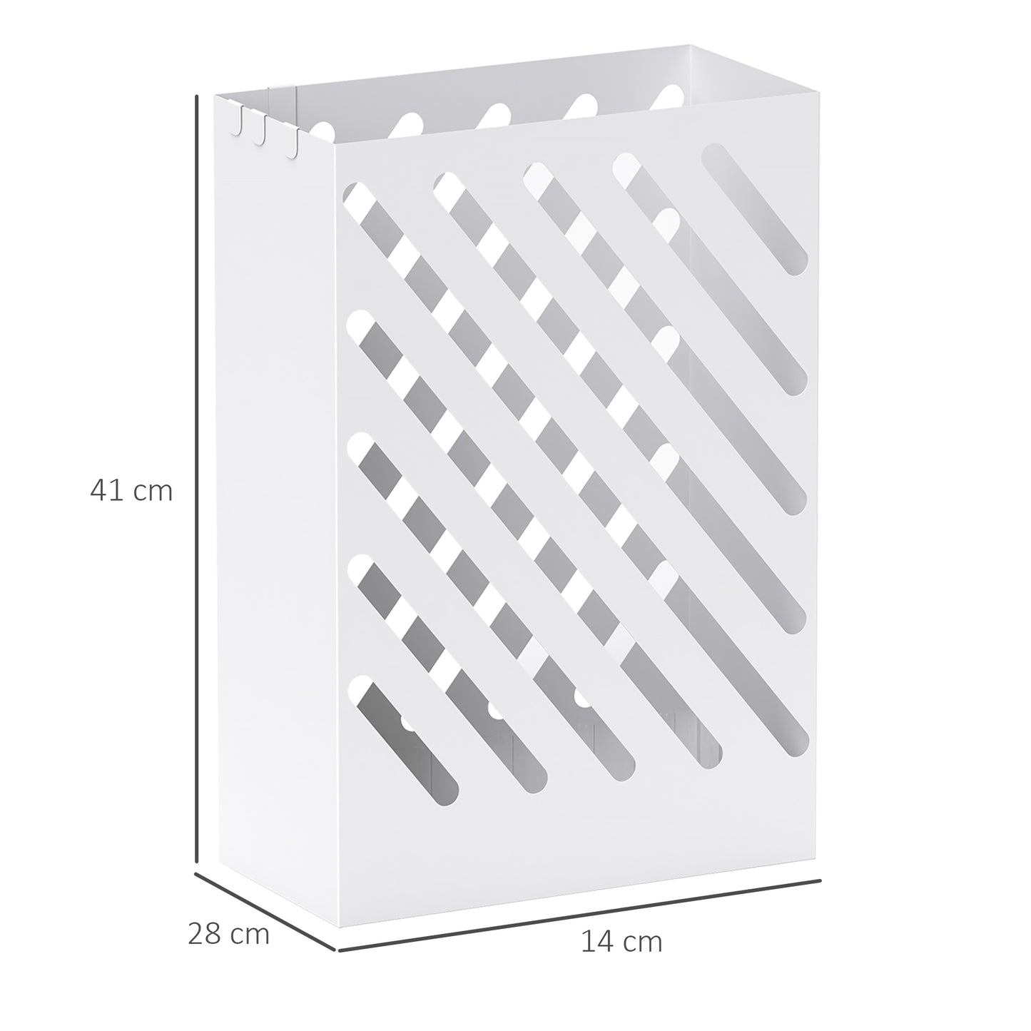 HOMCOM Regenschirmständer mit Tropfschale, 4 Haken, Stahl, 28L x 14B x 41H cm, Weiß