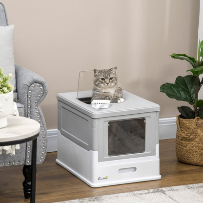 Katzentoilette Katzenklo Katzenhaus mit Bodenschale und Schaufel Kunststoff Grau