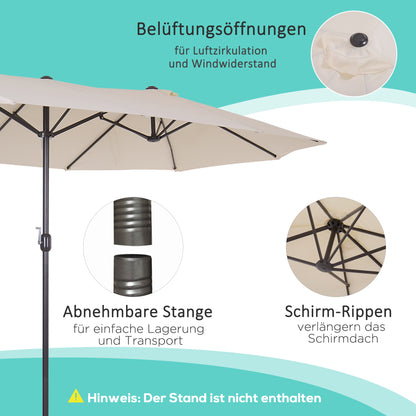 Outsunny XXL Sonnenschirm mit Handkurbel wetterbeständig 455 سم × 270 سم × 240 سم ستال بوليستر بيج