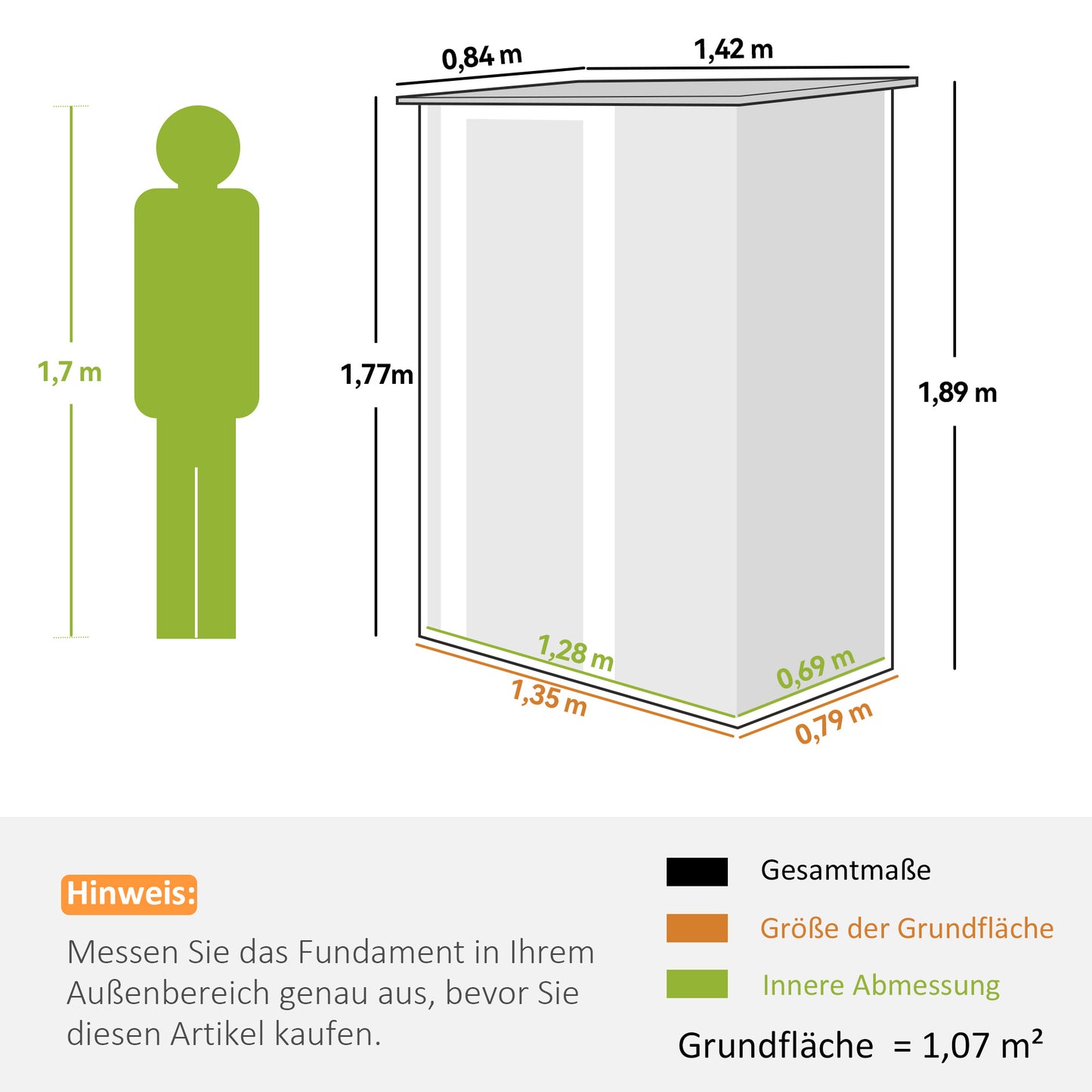 Outsunny Metall Gerätehaus 1,07 m² mit Schrägdach, 142 x 84 x 189 cm Geräteschuppen mit abschließbar Tür, Garten Schuppen, Gartenhaus Dunkelgrau