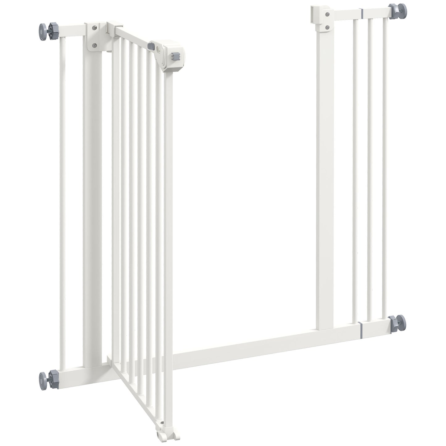 PawHut Türschutzgitter für Hunde, Absperrgitter, Schutzgitter für Haustiere, Metall, Kunststoff, 74-87 cm, Weiß