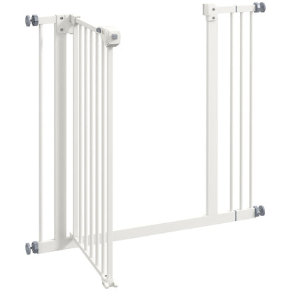 PawHut Türschutzgitter für Hunde, Absperrgitter, Schutzgitter für Haustiere, Metall, Kunststoff, 74-87 cm, Weiß