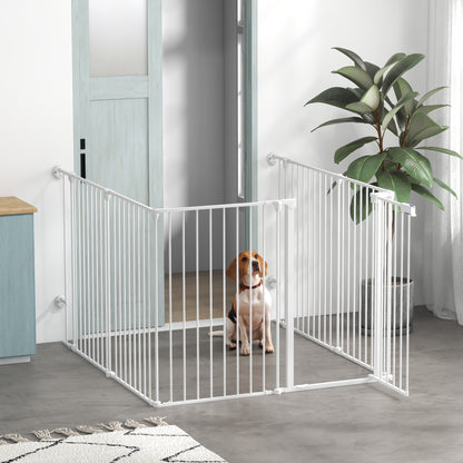 PawHut Welpenauslauf, modulares Design, klappbar, Stahlrahmen, für Innen, weiß, 90 x 123 x 102cm