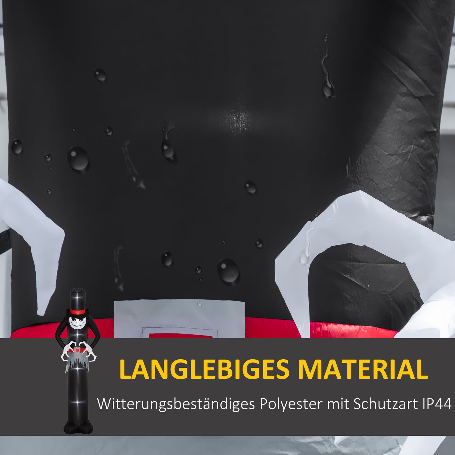 Outsunny Halloween-Dekoration 3 m riesiger Sensenmann mit LED-Beleuchtung für Outdoor, IP44