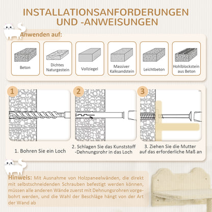 PawHut Kletterwand-Set für Katzen, 4-teilig, mit Katzentreppe, Hängematte, Plattform und Kratzbaum, Beige
