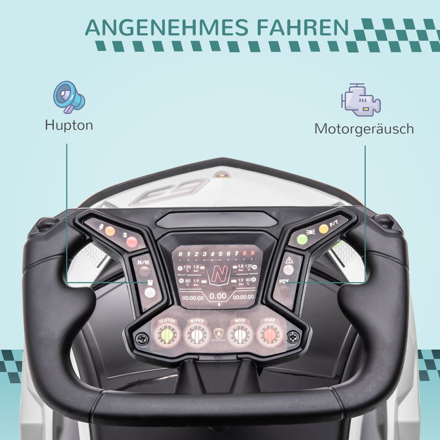 AIYAPLAY Rutscher Lamborghini-lizenziert, Rutscherauto mit Soundeffekten, Kippschutz, 67 cm x 28 x 38 cm