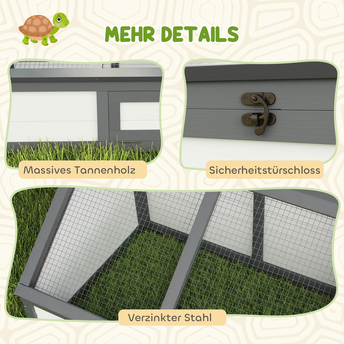 PawHut Schildkrötenbox, Outdoor Schildkrötengehege, bodenloses Design, leicht zu öffnen, Schildkrötenhaus, Weiß