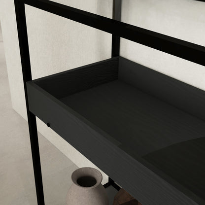 HOMCOM Konsolentisch mit 2 Regalen, Flurtisch, Flurkonsole, Schwarz