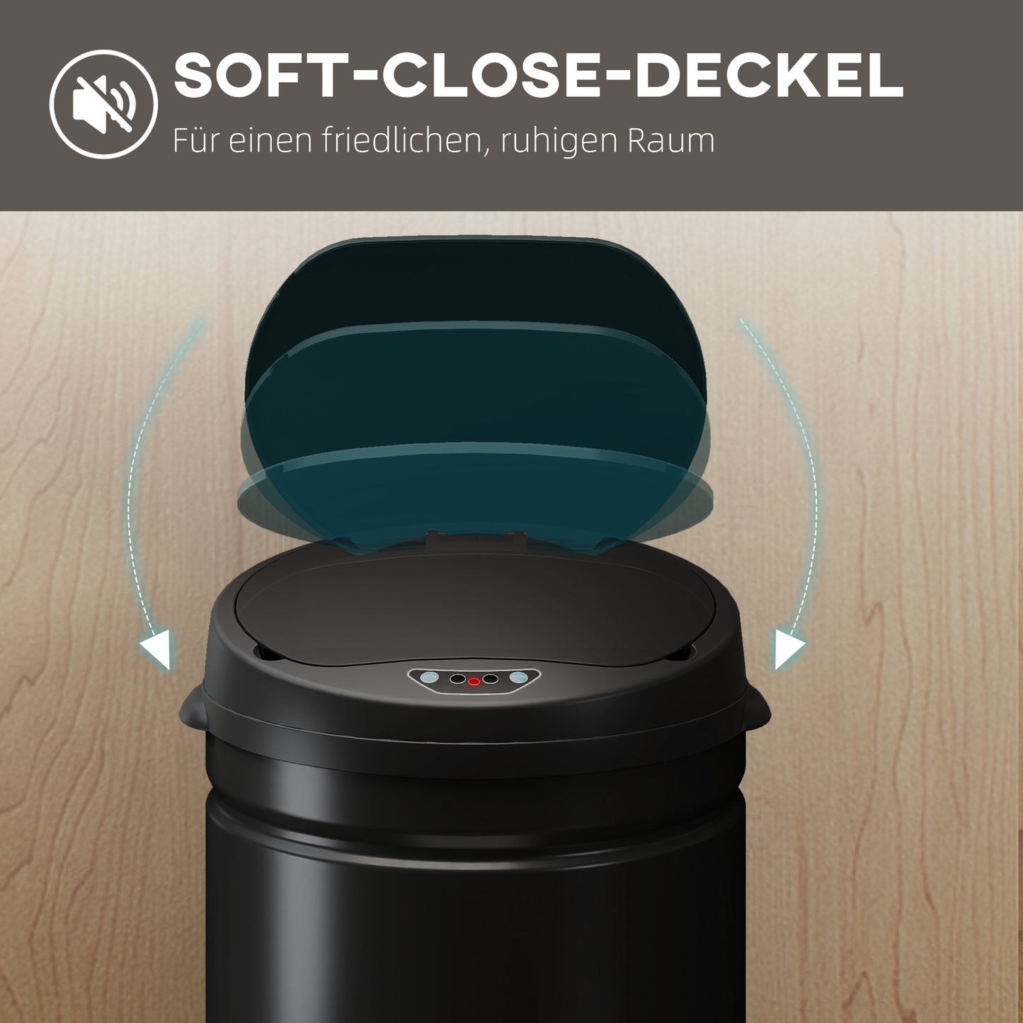 HOMCOM 30 Liter Sensor-Mülleimer mit Soft-Close-Funktion, berührungsfreier Abfalleimer aus Edelstahl für hygienische Küchen