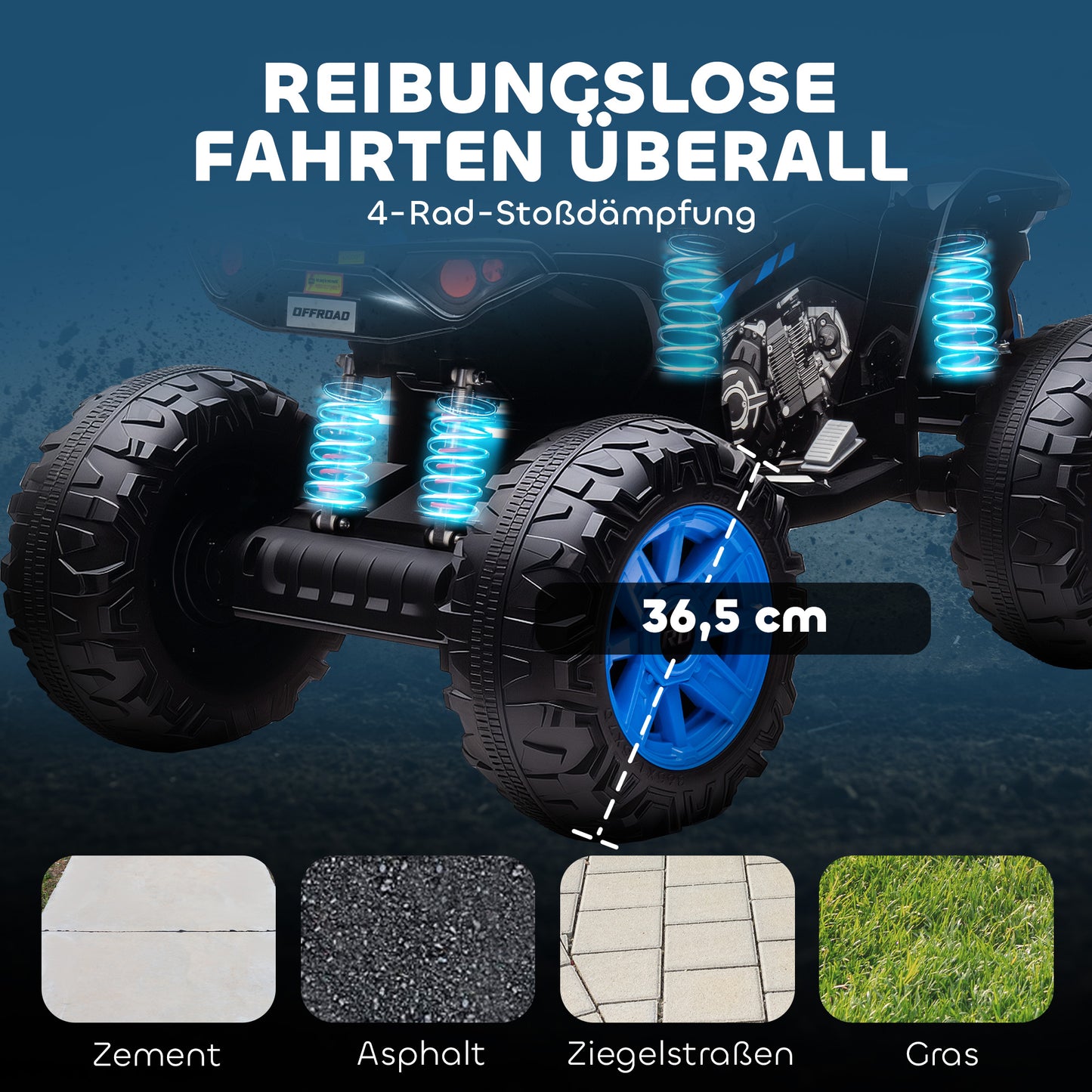 AIYAPLAY Kinder-Elektro-Quad, 24V Elektro-Fahrzeug mit 4 Rädern, Scheinwerfer, USB-Anschluss, MP3-Funktion, 6,5 km/h, 3-8 Jahre