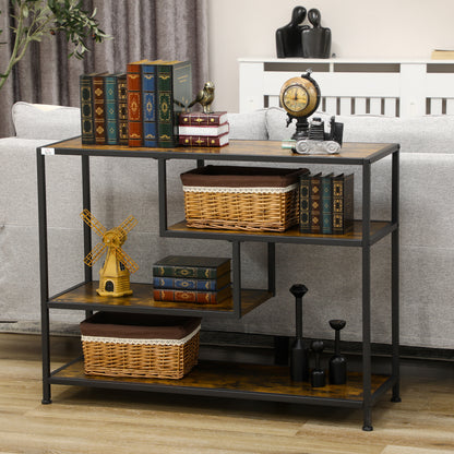 HOMCOM Regal, Konsolentisch, Industrial Design, 4 Böden, Stahlrahmen, 99,6 x 33,6 x 74 cm