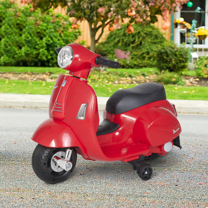 HOMCOM Elektro Kindermotorrad Vespa Elektromotorrad mit LED-Licht, Sound, Kinder Elektro Motorrad für Kinder von 18-36 Monate Rot