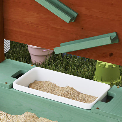 AIYAPLAY Sandkasten mit Sonnendach für Kinder, 2 Aufbewahrungsbehälter, 116L x 112,5B x 128H cm, Tannenholz, Kunststoff, Grün