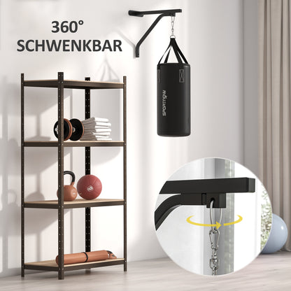 SPORTNOW Boxsack, befüllbar, mit Wandhalterung, Handschuhen und Bandagen, bis 45 kg, Schwarz