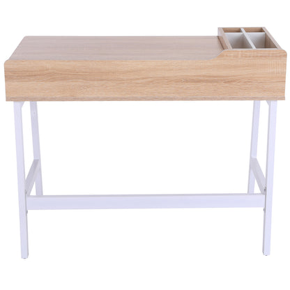 HOMCOM Schreibtisch Computertisch Bürotisch Arbeitstisch PC Tisch vielseitig verwendbar mit sechs Ablagefächern Schublade Breite Tischplatte für Arbeitszimmer Büro und Wohheim Natur 100 x 55 x 81,5 cm