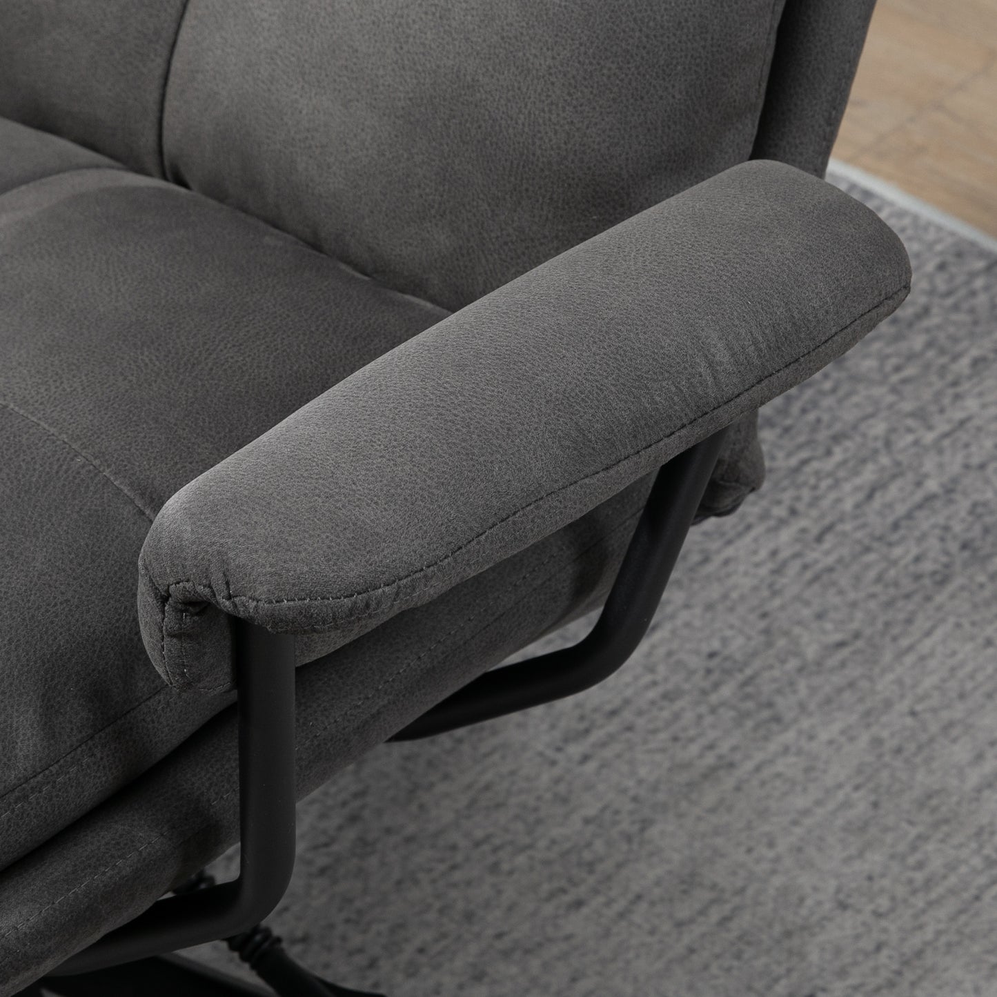 HOMCOM Relaxsessel mit Ottomane, Sessel mit Fußhocker, verstellbare Rückenlehne; Mikrofaser, Dunkelgrau