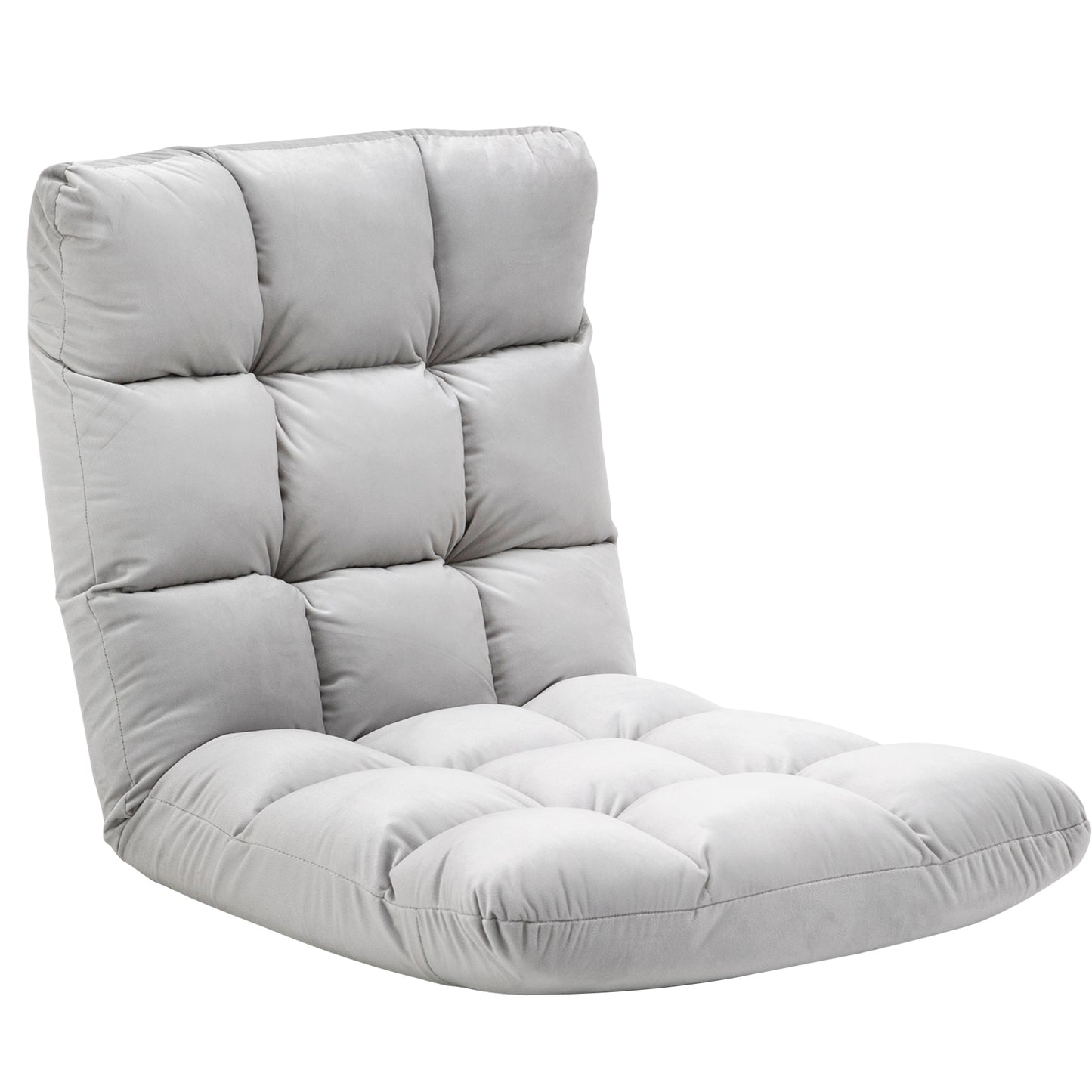 HOMCOM Bodenstuhl Faltbar Bodensessel mit Liegefunktion Verstellbarer Rückenlehne, gepolstert Relaxsessel zum Fernsehen, Lesen, Meditationsstuhl Lazy Sofa Lesesessel für Meditation Zuhause Grau