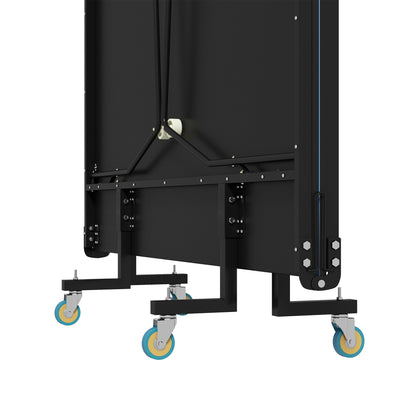 SPORTNOW Tischtennisplatte, klappbar, 8 Räder, pulverbeschichteter Stahlrahmen, MDF, 274 x 152,5 x 76 cm, Schwarz