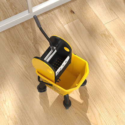 HOMCOM Rollbarer Mopp-Eimer، Wischeimer mit Auswringer und Mopp، 26 لتر، جيلب