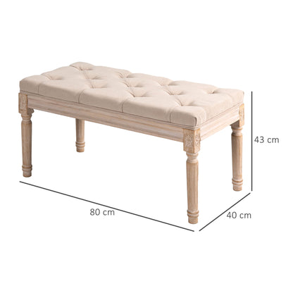 HOMCOM Sitzbank Vintagedesign Vintagebank, Knopfheftung, gedrechselte Beine, Shabby Chic, Creme